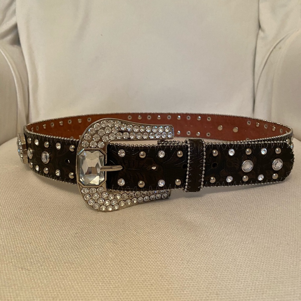 Genuine Leather Studded Glitz Belt Size S